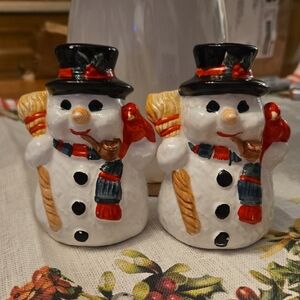 Festive Snowman Salt and Pepper Shakers